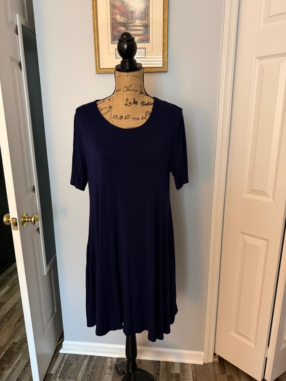 New York & Company Navy Short-Sleeve Swing Tunic